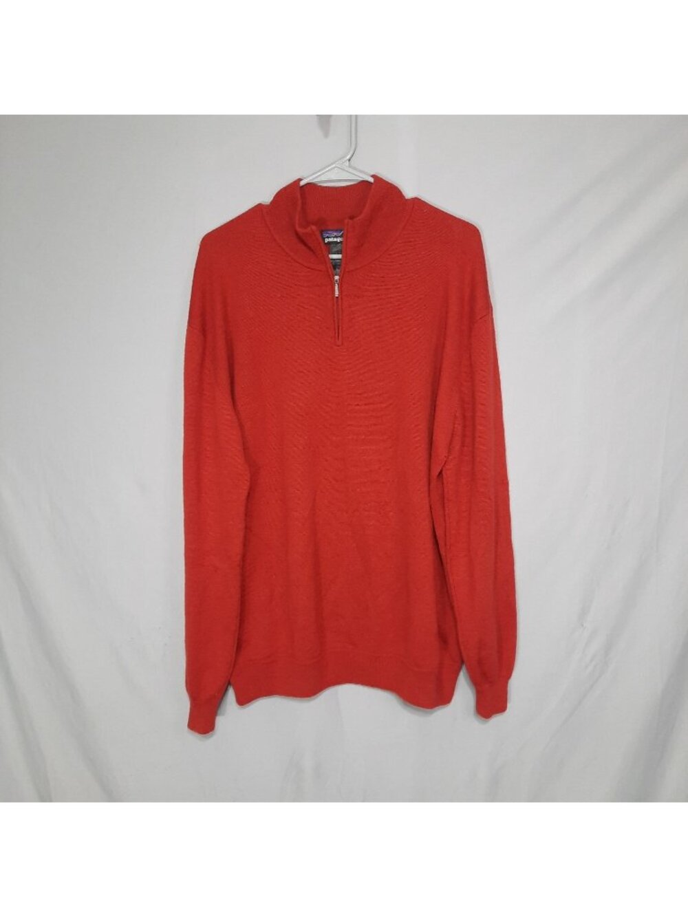 Vintage Patagonia Sweater Mens XL Red 100% Wool All Mountain 1/4 Zip Y2K 2004